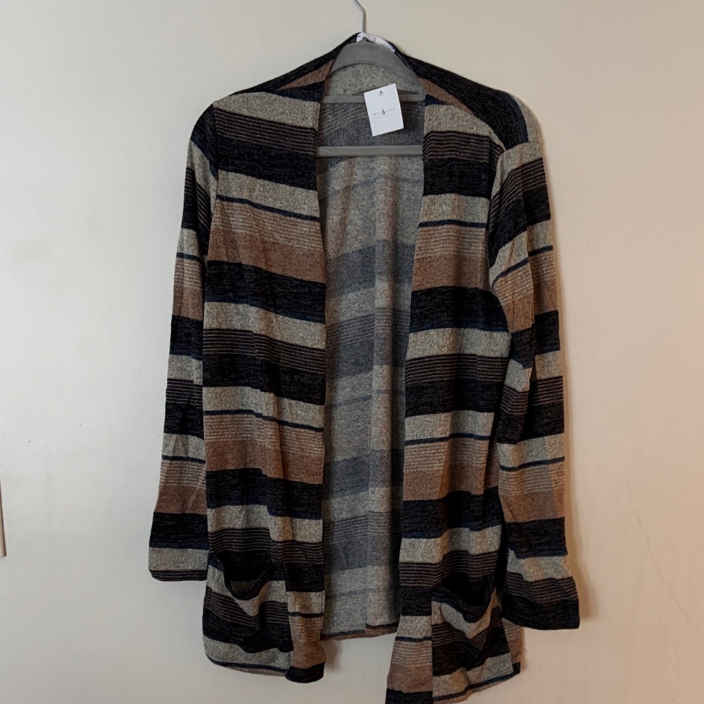 Chic Striped Open Cardigan